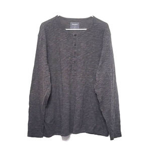 Bonobos Gray Slim Fit Henley Shirt Men's Size XXL Long Sleeve Thin Stripe